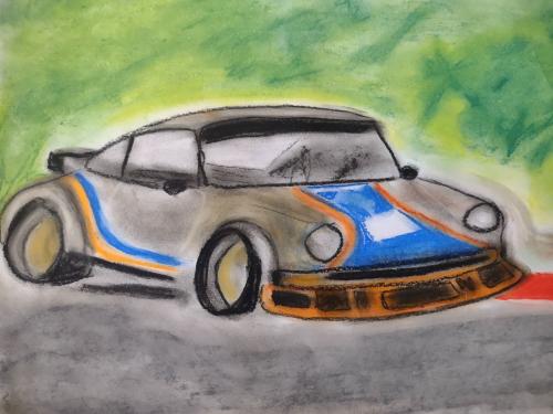 Auteur fotograaf SlowSonicBoom - Porsche 934/5 met soft pastel getekend, was een uitdaging in januari, na deze tekening besefte ik dat ik nood had aan pa